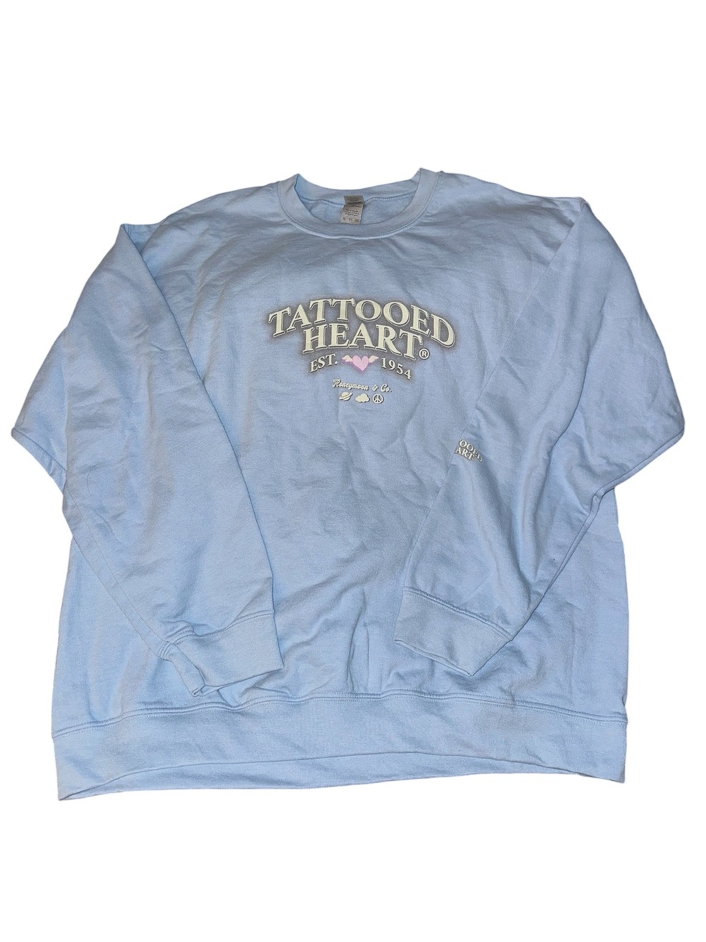Ariana Grande Pastel Blue Tattooed Heart Crewneck Sweatshirt